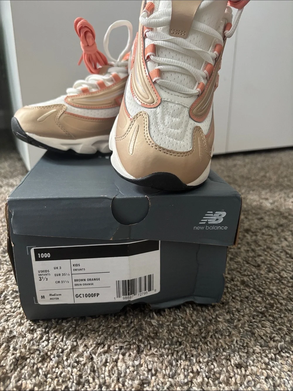 New Balance Kids Peach and Beige Athletic Sneakers